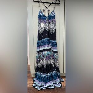 NWT Free People Give A Little Maxi Dress Black Combo M